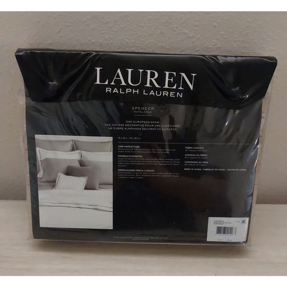 Ralph Lauren SPENCER METALASSE Cotton Blend Clay Tan European Pillow Sham 26x26" - Picture 7 of 10